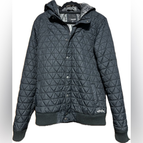 Volcom Jackets & Blazers - Volcom ChaChing Hooded Puffer Jacket with Zip and Button Closure Size XL PTP 22